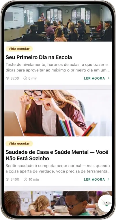 Guias do Departi, com artigos sobre o primeiro dia na escola e saúde mental